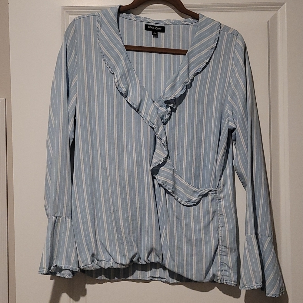 Dear John Striped blouse with ruffled neckline - Picture 4 of 7